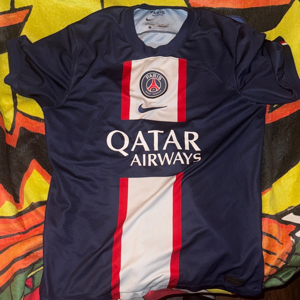 Nike PSG Navy and Red Soccer Jersey